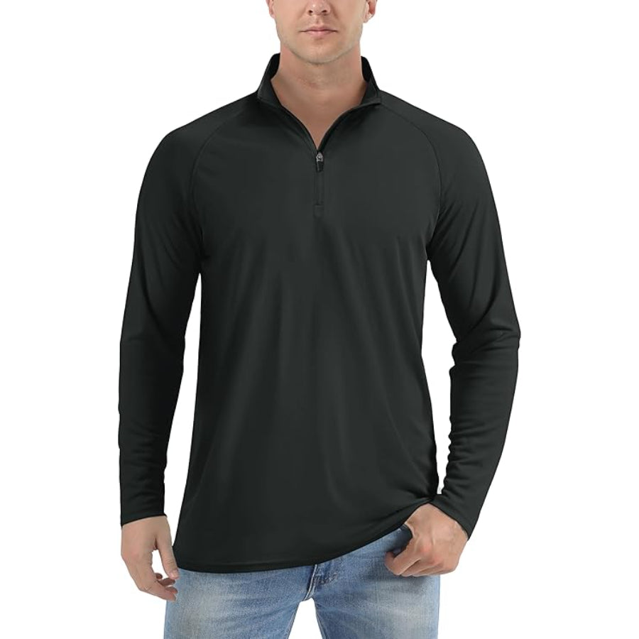 Customize Men's Lightweight Quarter-Zip Athletic Shirt – Long Sleeve Polyester Wear