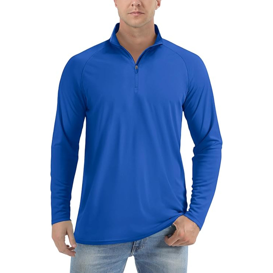Customize Men's Lightweight Quarter-Zip Athletic Shirt – Long Sleeve Polyester Wear