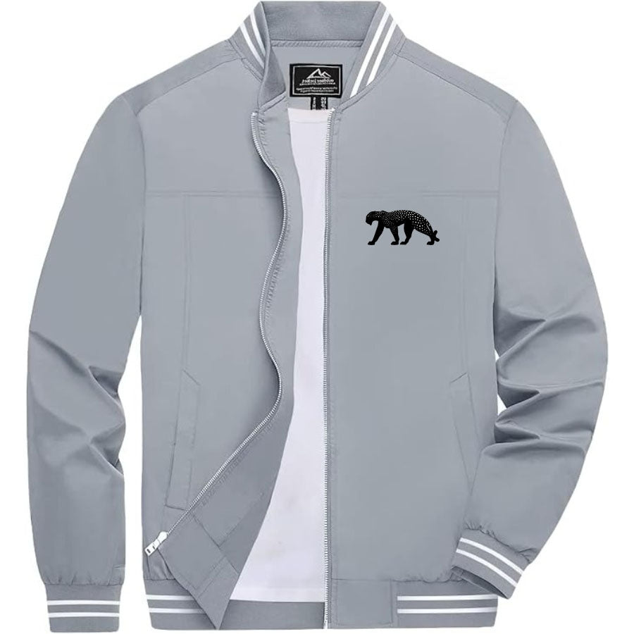 Men's Cartier Panther Lightweight Zip-Up Bomber Jacket with Ribbed Collar and Cuffs - Versatile Casual Outerwear