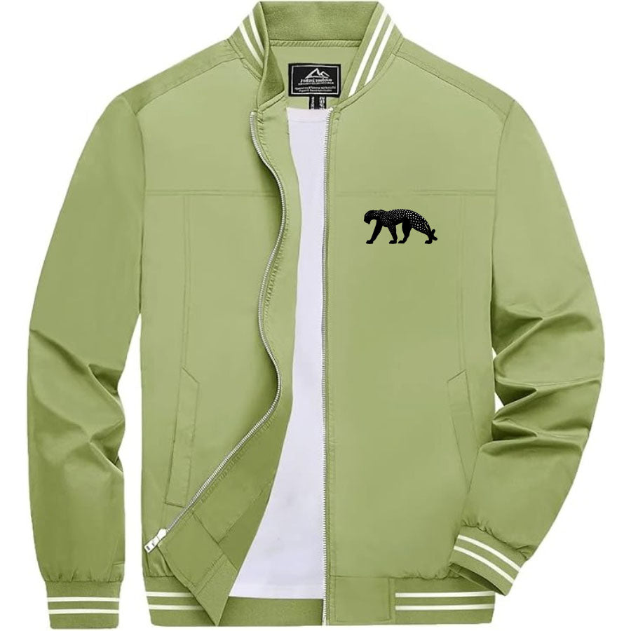 Men's Cartier Panther Lightweight Zip-Up Bomber Jacket with Ribbed Collar and Cuffs - Versatile Casual Outerwear