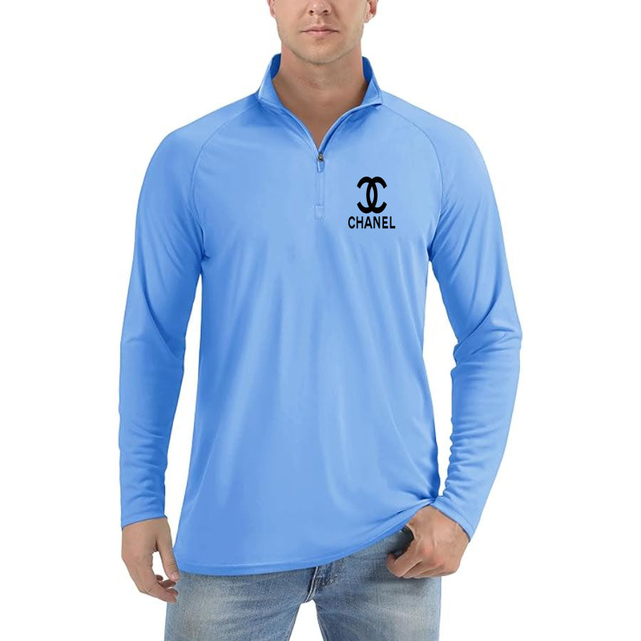 Men's Chanel Lightweight Quarter-Zip Athletic Shirt – Long Sleeve Polyester Wear