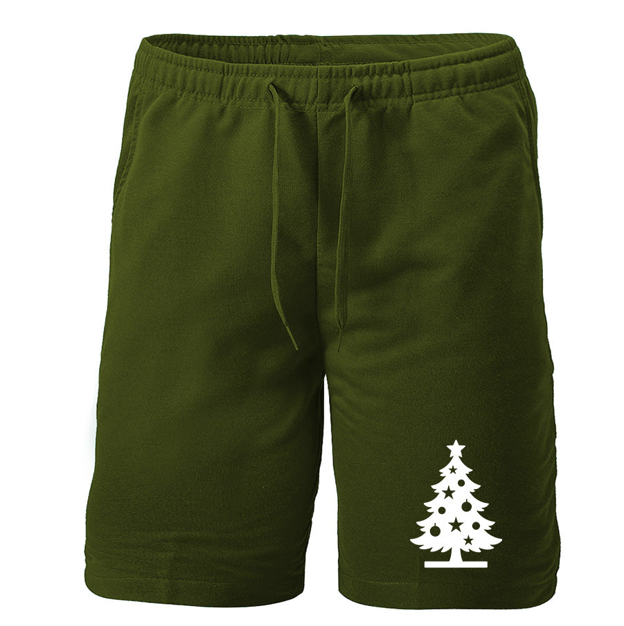 Men's Christmas Tree Athletic Fleece Shorts