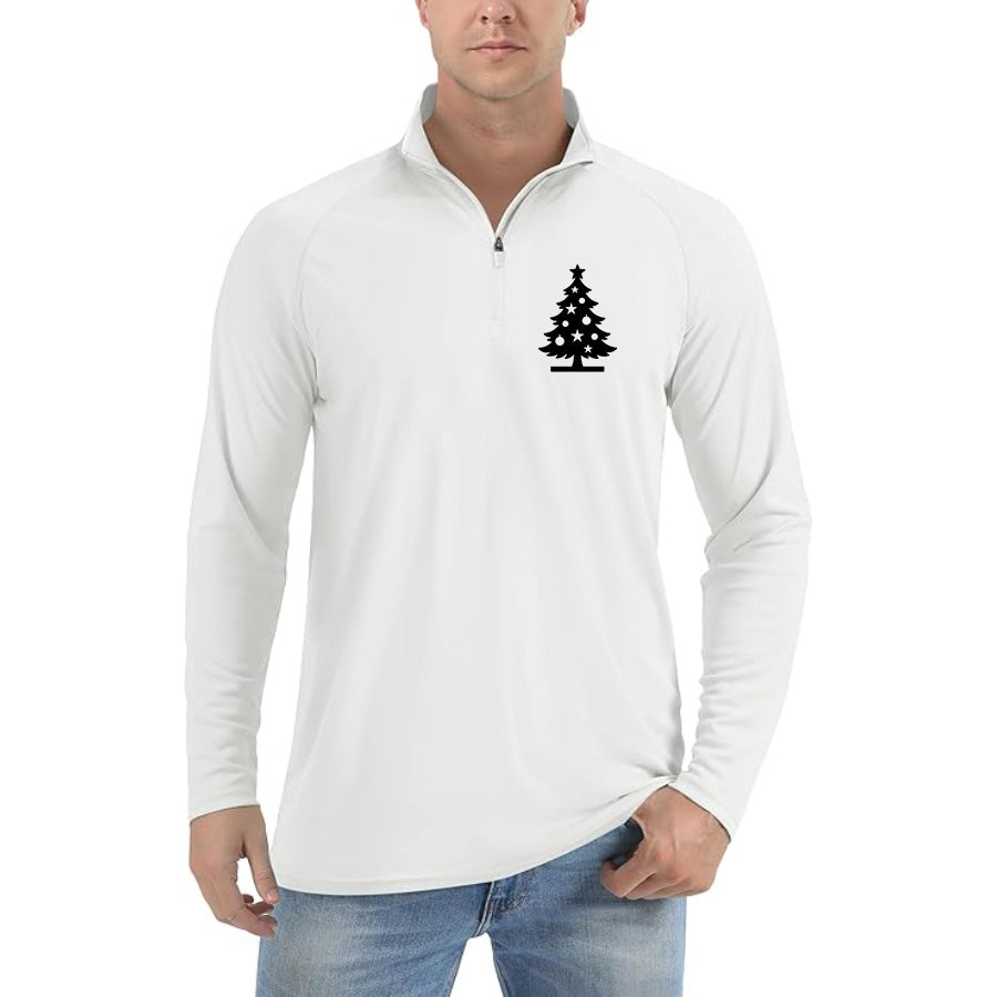 Men's Christmas Tree Lightweight Quarter-Zip Athletic Shirt – Long Sleeve Polyester Wear
