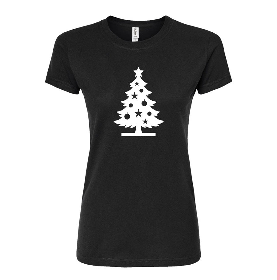 Women's Christmas Tree Round Neck T-Shirt