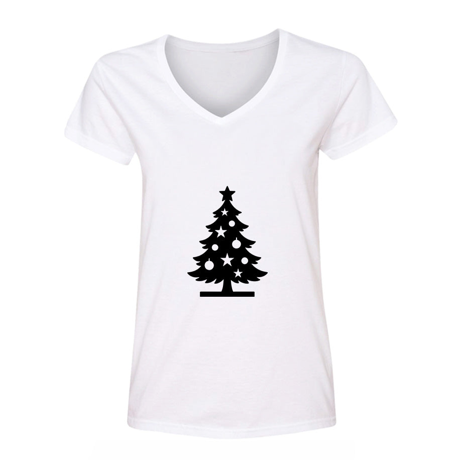 Women's Christmas Tree V Neck T-Shirt