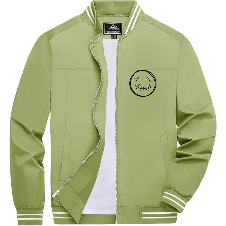 Men's Travis Scott Lightweight Zip-Up Bomber Jacket with Ribbed Collar and Cuffs - Versatile Casual Outerwear