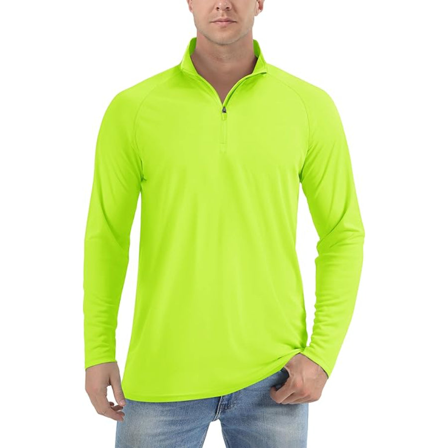 Customize Men's Lightweight Quarter-Zip Athletic Shirt – Long Sleeve Polyester Wear