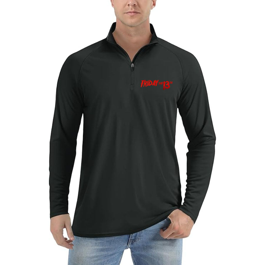 Men's Friday The 13th Lightweight Quarter-Zip Athletic Shirt – Long Sleeve Polyester Wear