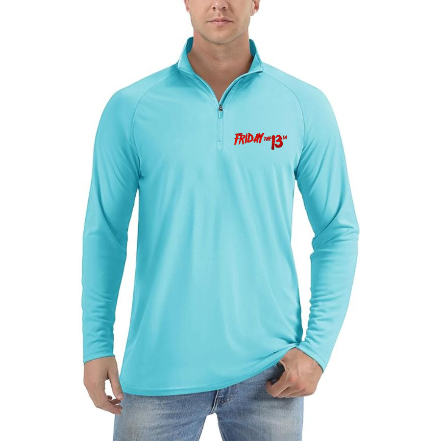 Men's Friday The 13th Lightweight Quarter-Zip Athletic Shirt – Long Sleeve Polyester Wear