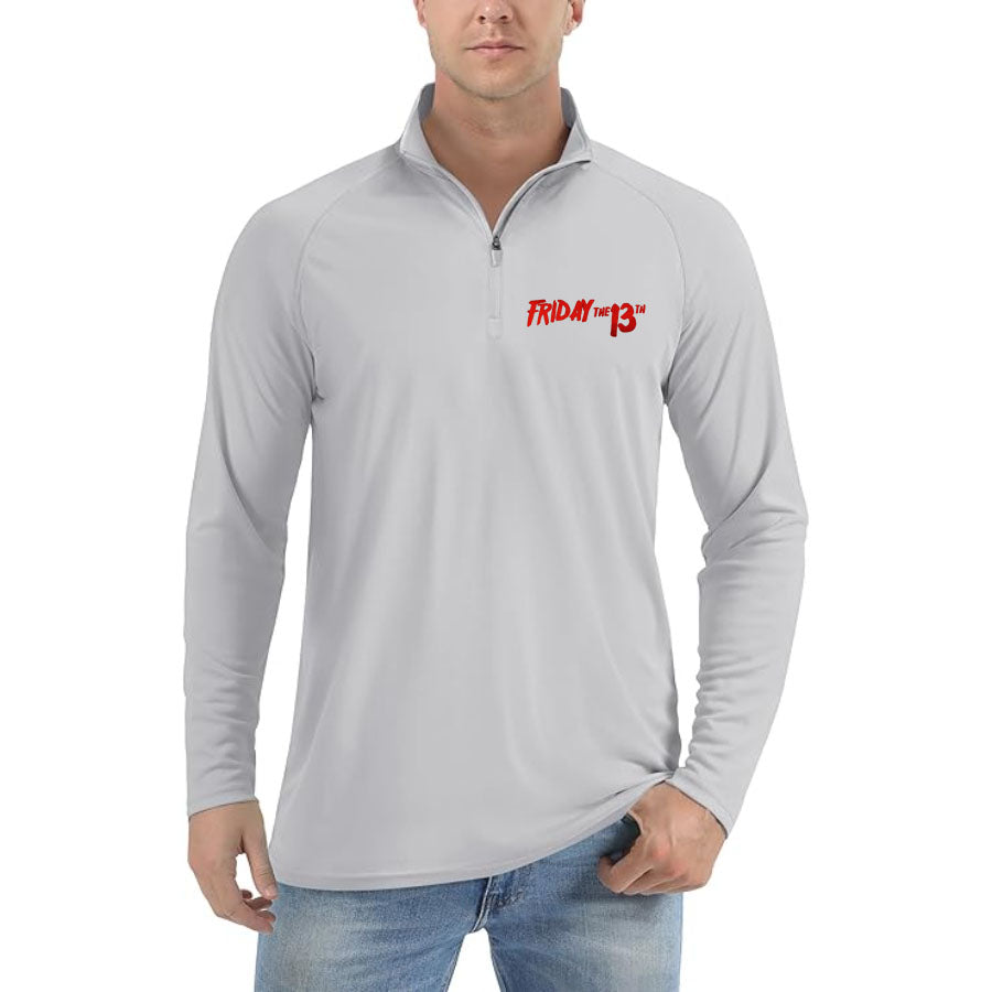 Men's Friday The 13th Lightweight Quarter-Zip Athletic Shirt – Long Sleeve Polyester Wear