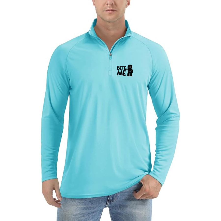 Men's Gingerbread Man Lightweight Quarter-Zip Athletic Shirt – Long Sleeve Polyester Wear