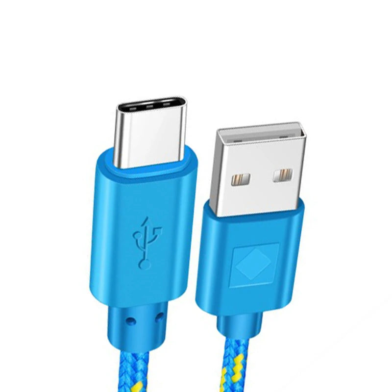 USB-C Fast Charging Cable – Braided Nylon, High-Speed Data Transfer, 3A Power (1M/2M/3M)