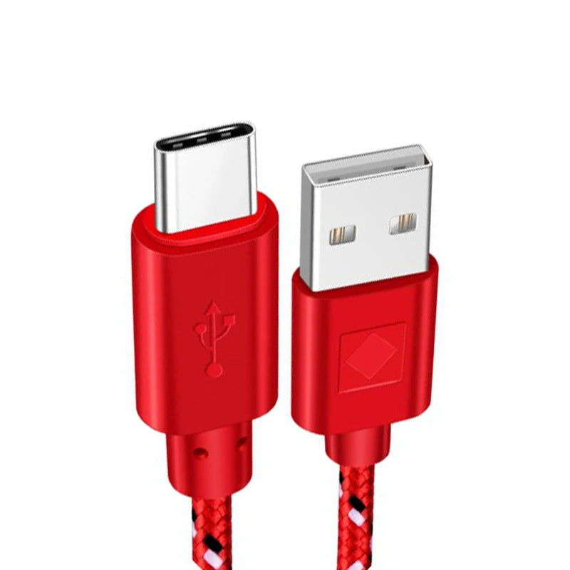 USB-C Fast Charging Cable – Braided Nylon, High-Speed Data Transfer, 3A Power (1M/2M/3M)