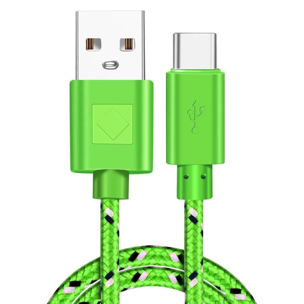 USB-C Fast Charging Cable – Braided Nylon, High-Speed Data Transfer, 3A Power (1M/2M/3M)
