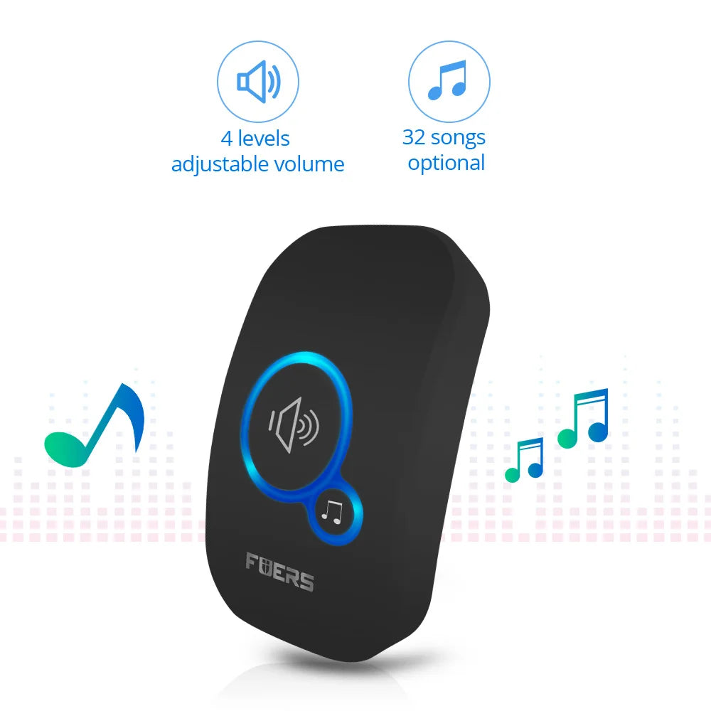 Wireless Doorbell with 433MHz Range – 150M Long-Range Smart Doorbell with 32 Chimes