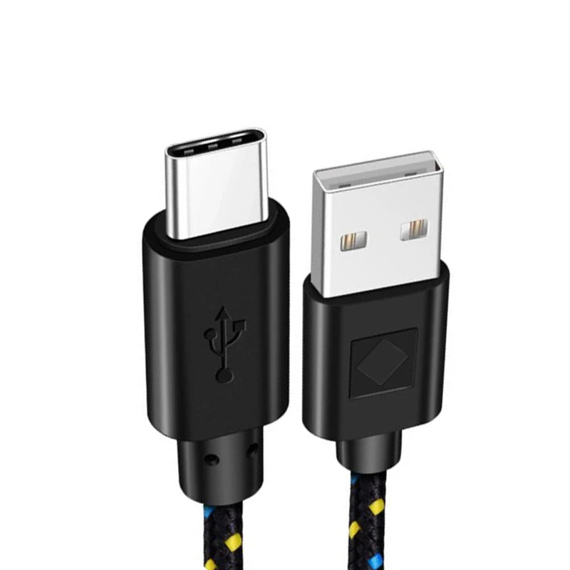 USB-C Fast Charging Cable – Braided Nylon, High-Speed Data Transfer, 3A Power (1M/2M/3M)
