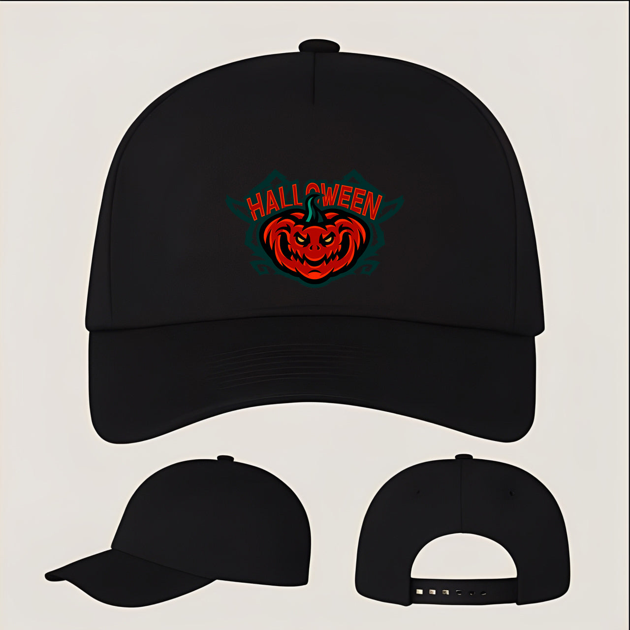 Halloween Pumpkin Five Panel Twill Snapback Cap
