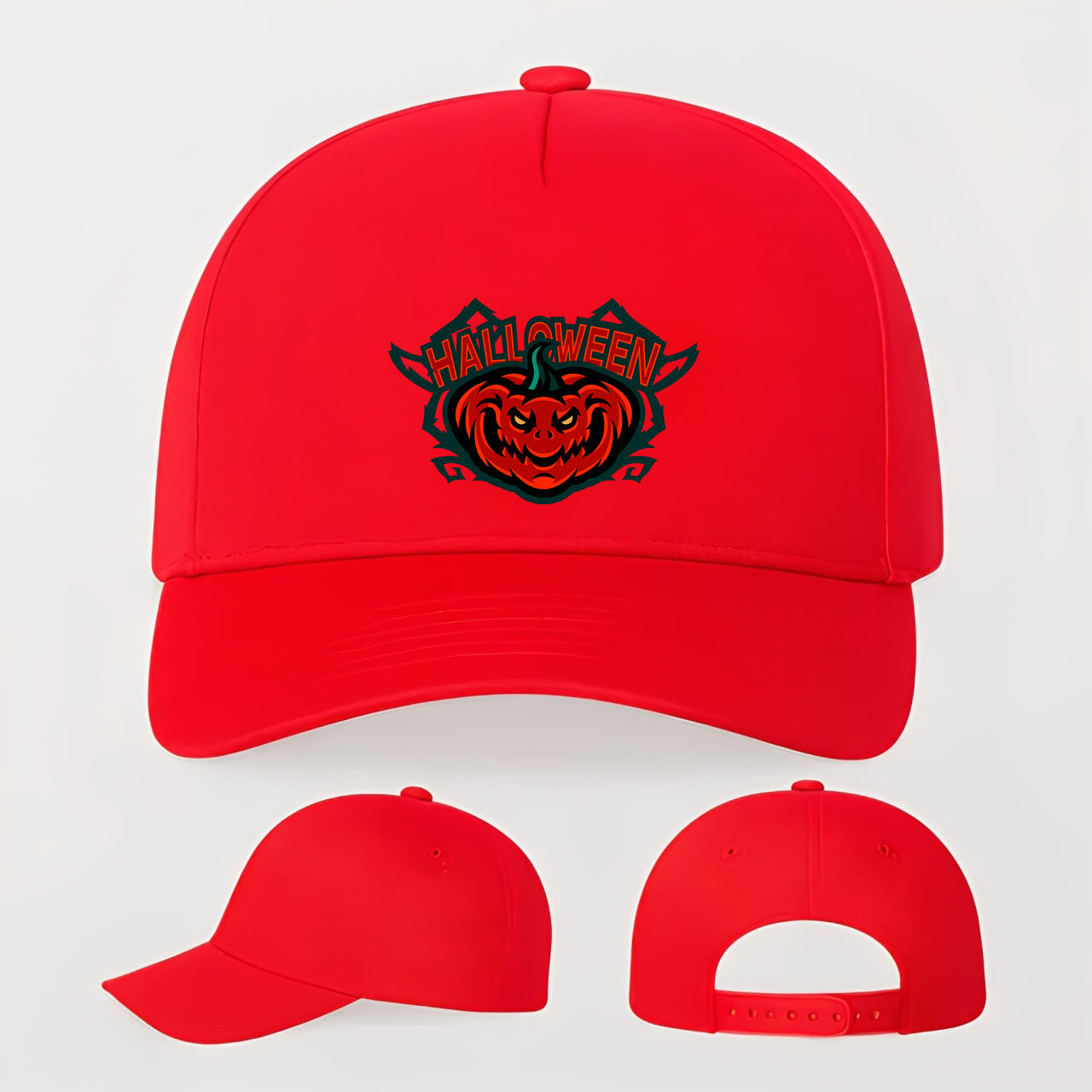 Halloween Pumpkin Five Panel Twill Snapback Cap
