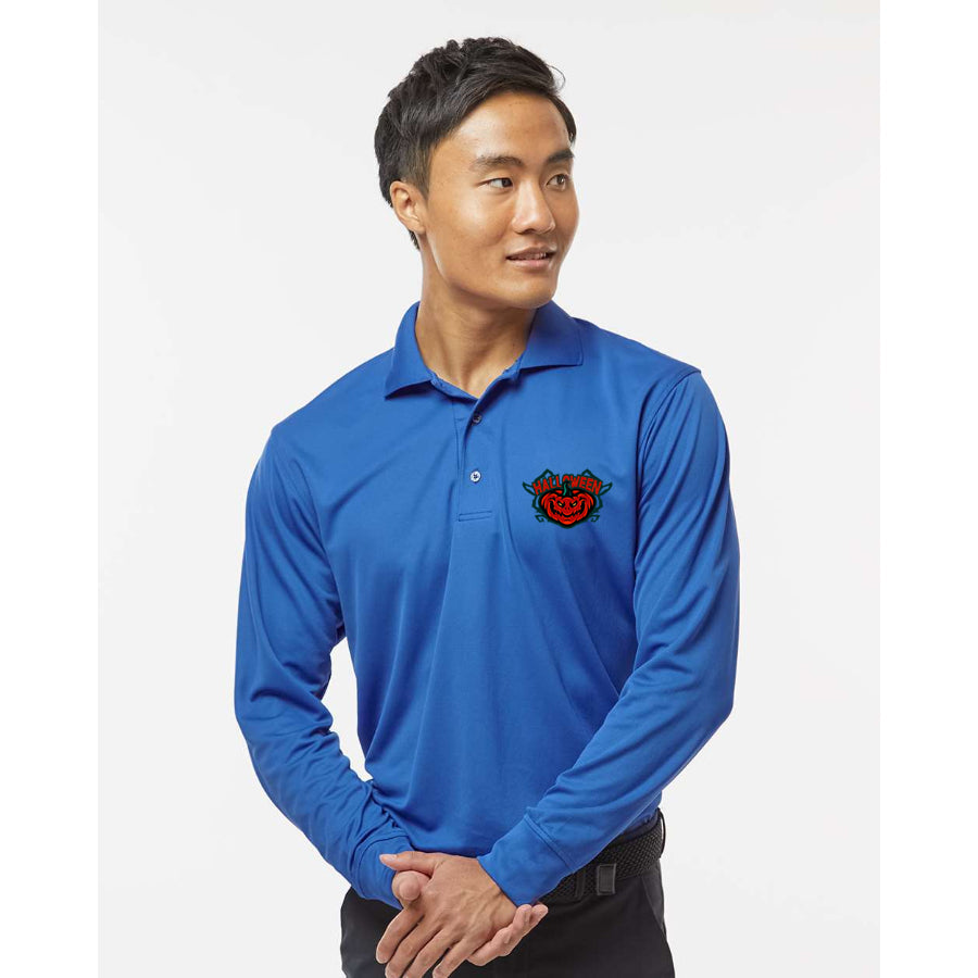 Men's Halloween Pumpkin - Paragon - Prescott Long Sleeve Polo - 110