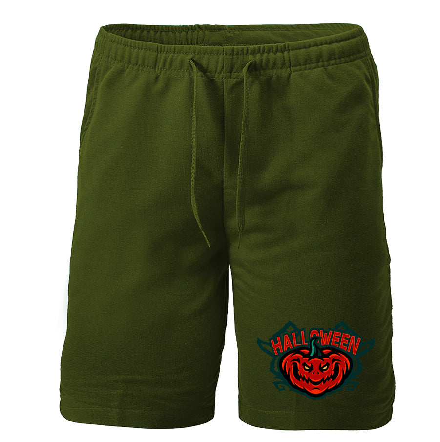 Men's Halloween Pumpkin Athletic Fleece Shorts