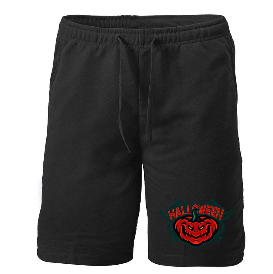 Men's Halloween Pumpkin Athletic Fleece Shorts