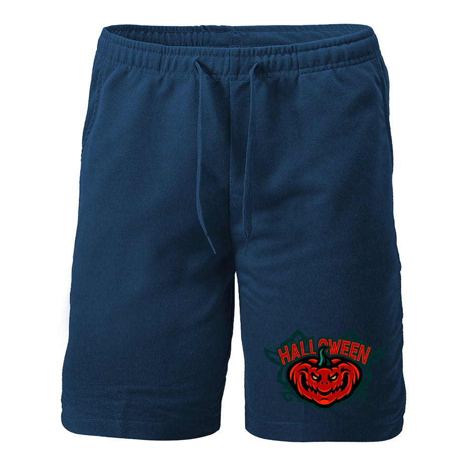 Men's Halloween Pumpkin Athletic Fleece Shorts