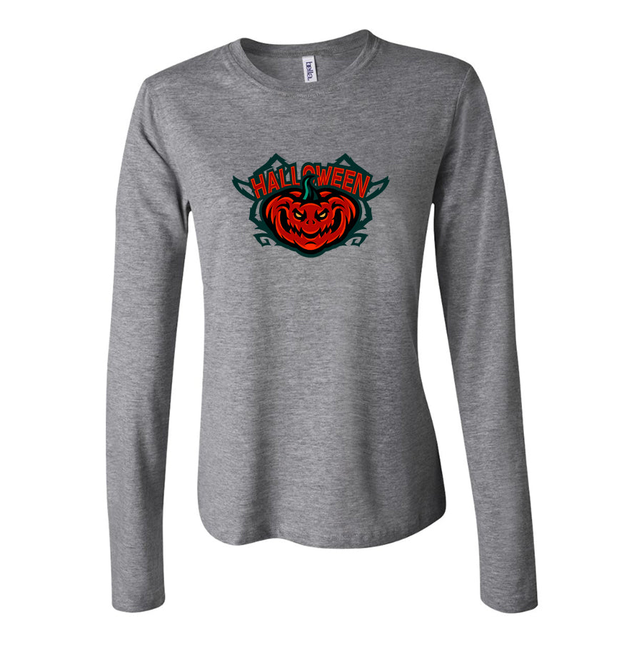Women's Halloween Pumpkin Long Sleeve T-Shirt