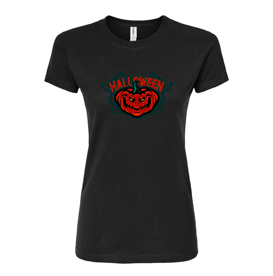 Women's Halloween Pumpkin Round Neck T-Shirt