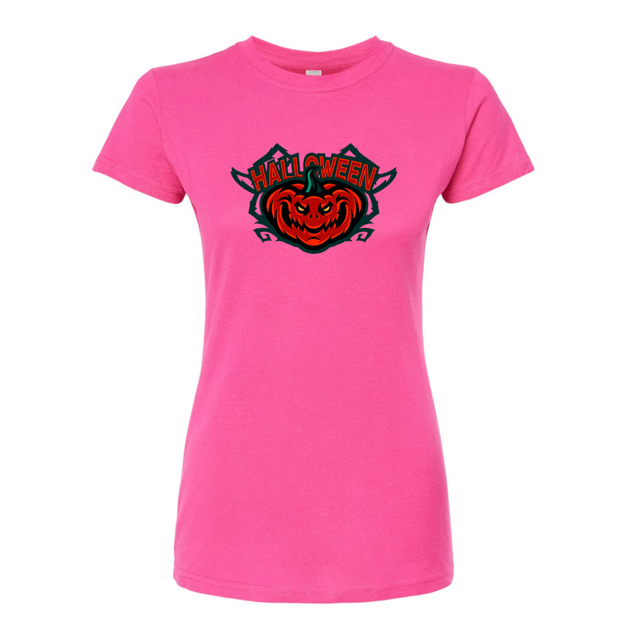 Women's Halloween Pumpkin Round Neck T-Shirt