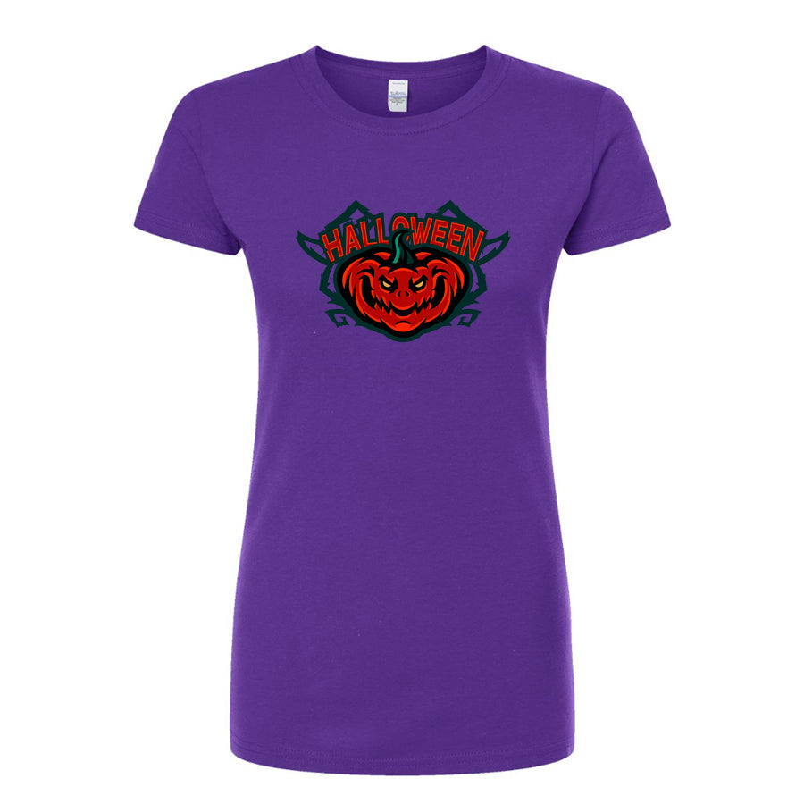 Women's Halloween Pumpkin Round Neck T-Shirt