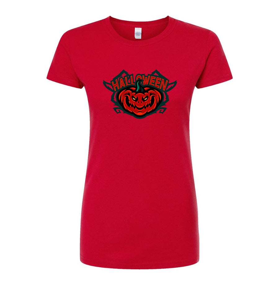 Women's Halloween Pumpkin Round Neck T-Shirt