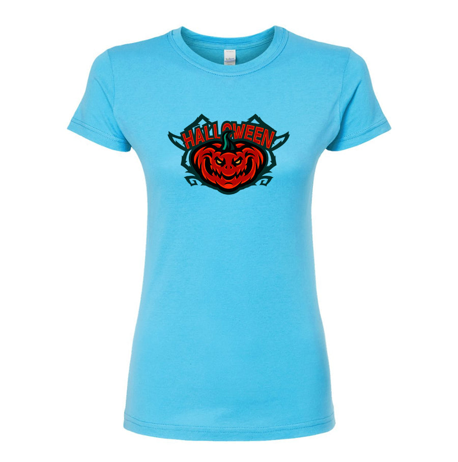 Women's Halloween Pumpkin Round Neck T-Shirt