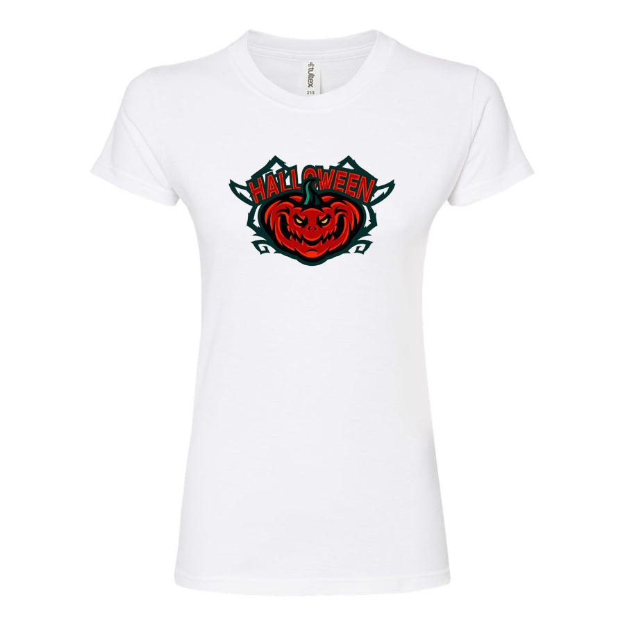 Women's Halloween Pumpkin Round Neck T-Shirt