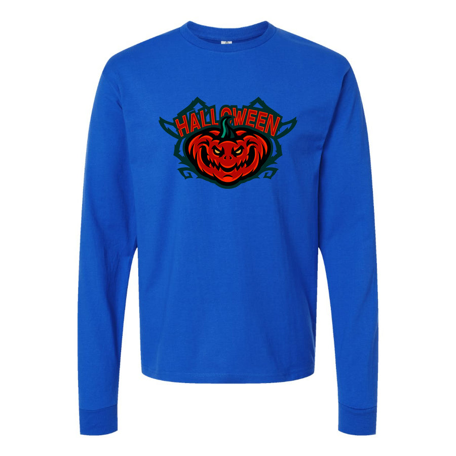 Youth Kids Halloween Pumpkin Long Sleeve T-Shirt