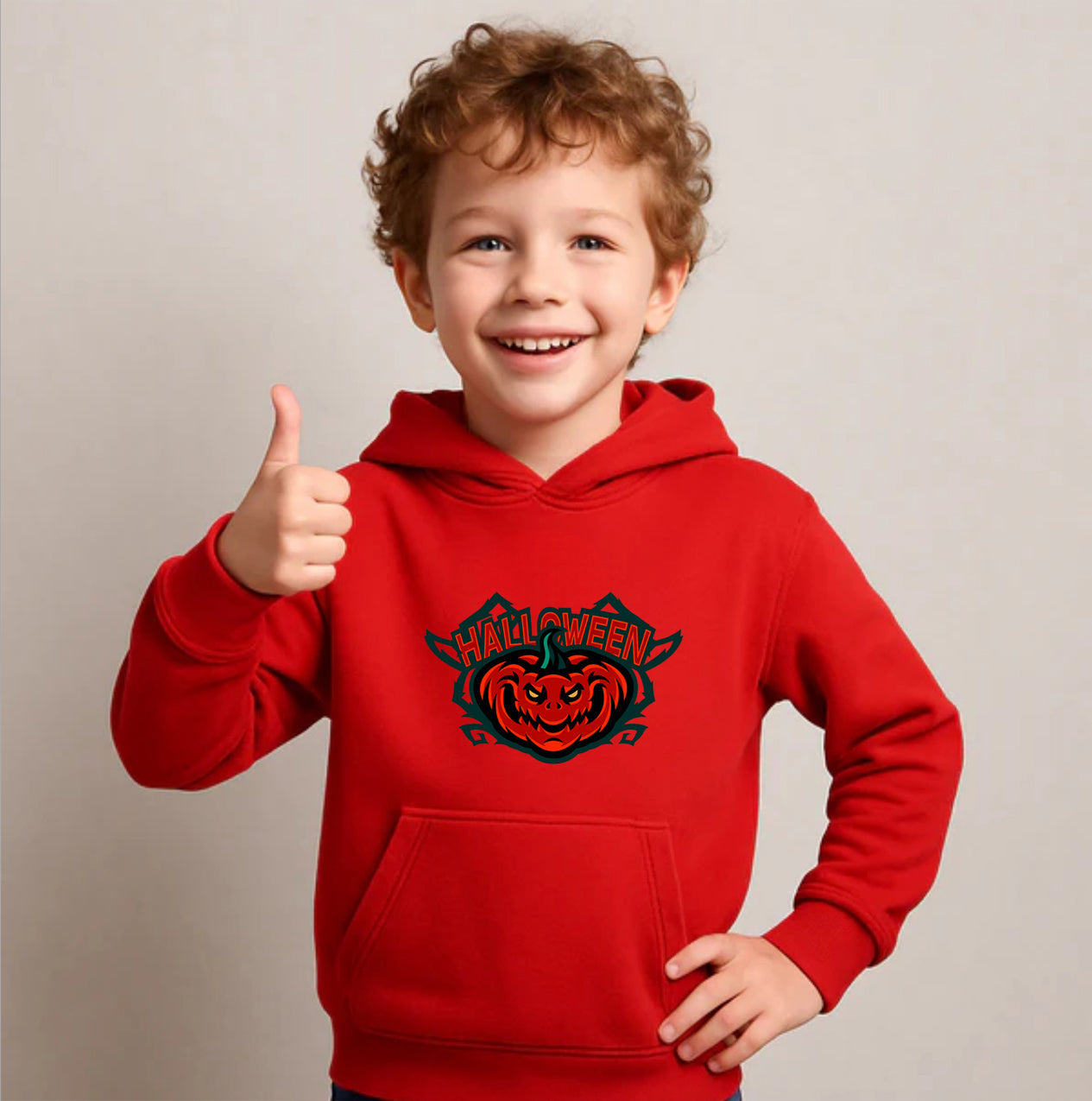 Youth Kids Halloween Pumpkin Pullover Hoodie