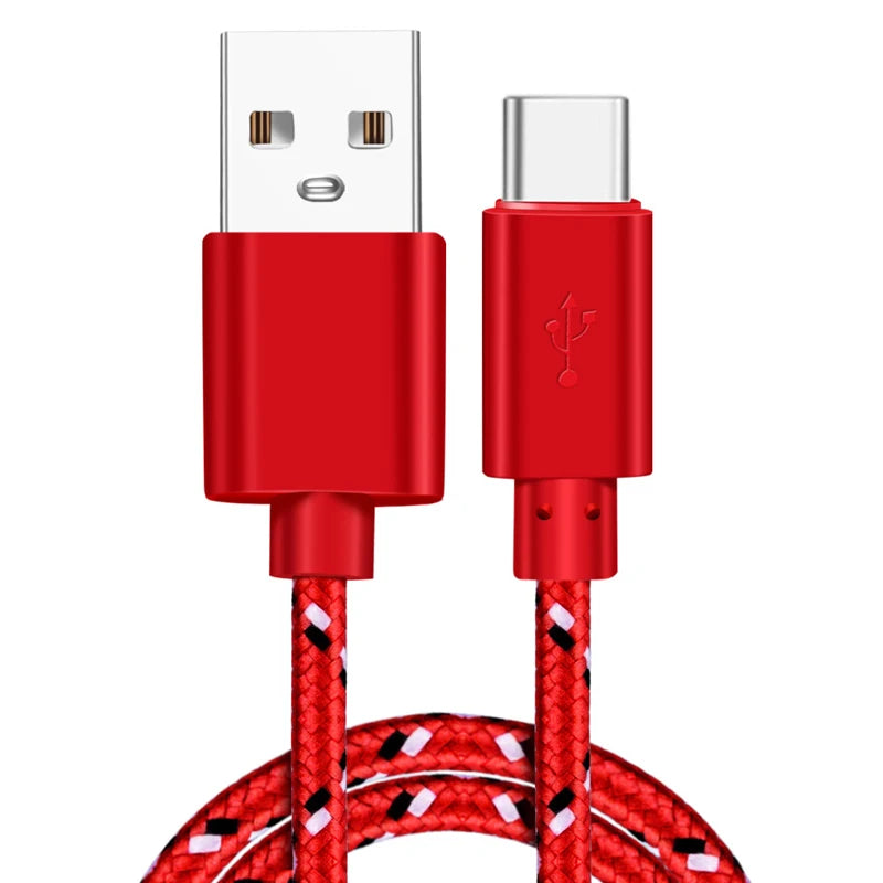 USB-C Fast Charging Cable – Braided Nylon, High-Speed Data Transfer, 3A Power (1M/2M/3M)