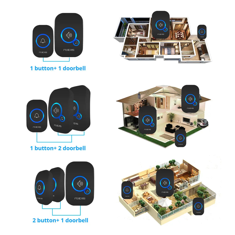Wireless Doorbell with 433MHz Range – 150M Long-Range Smart Doorbell with 32 Chimes