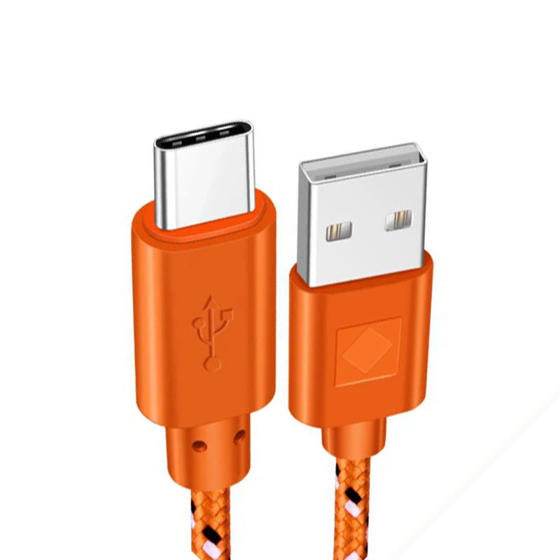 USB-C Fast Charging Cable – Braided Nylon, High-Speed Data Transfer, 3A Power (1M/2M/3M)
