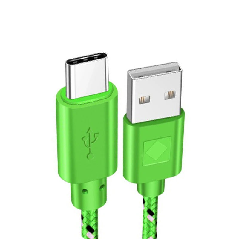 USB-C Fast Charging Cable – Braided Nylon, High-Speed Data Transfer, 3A Power (1M/2M/3M)