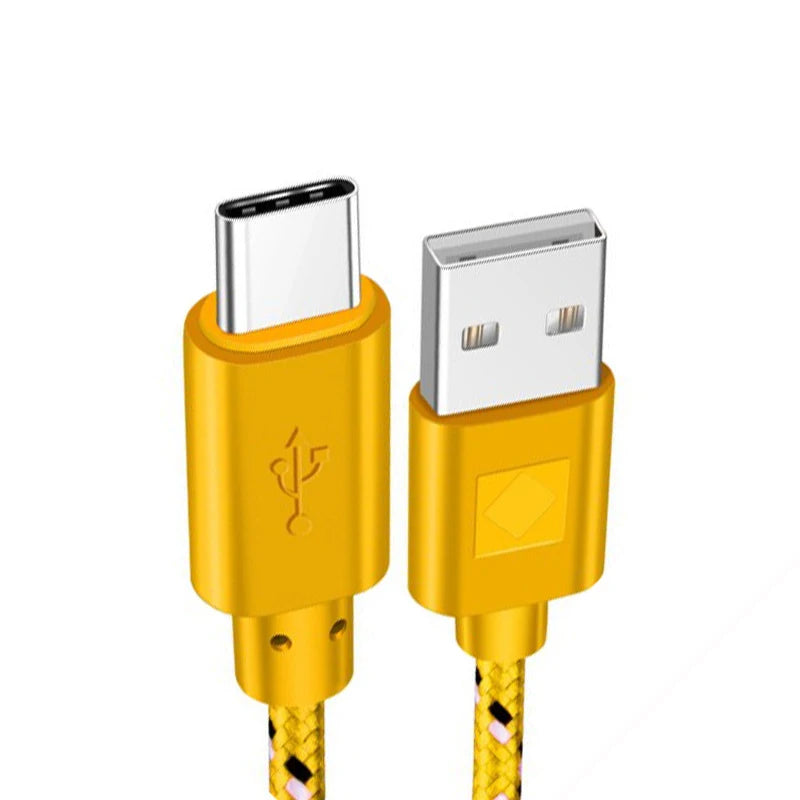 USB-C Fast Charging Cable – Braided Nylon, High-Speed Data Transfer, 3A Power (1M/2M/3M)