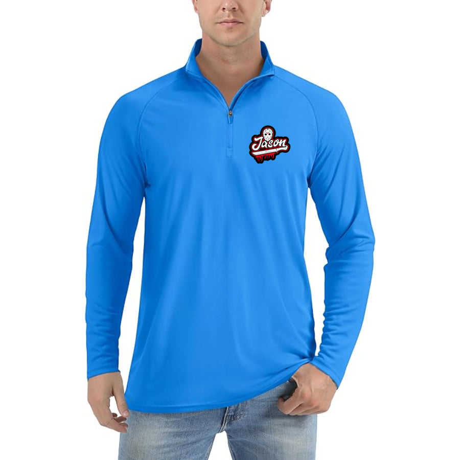 Men's Jason Voorhees Lightweight Quarter-Zip Athletic Shirt – Long Sleeve Polyester Wear