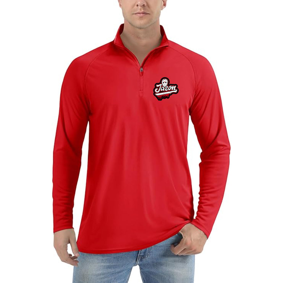 Men's Jason Voorhees Lightweight Quarter-Zip Athletic Shirt – Long Sleeve Polyester Wear