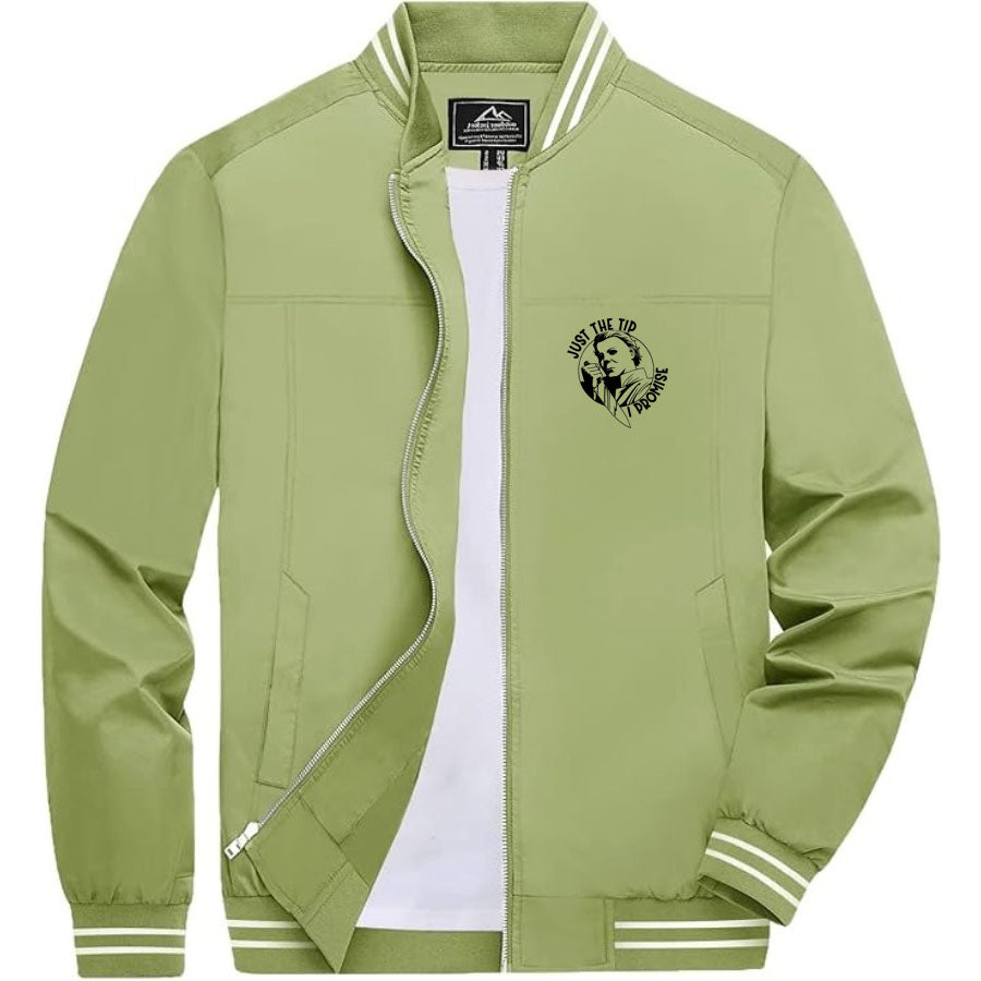 Men's Halloween Michael Myers Lightweight Zip-Up Bomber Jacket with Ribbed Collar and Cuffs - Versatile Casual Outerwear
