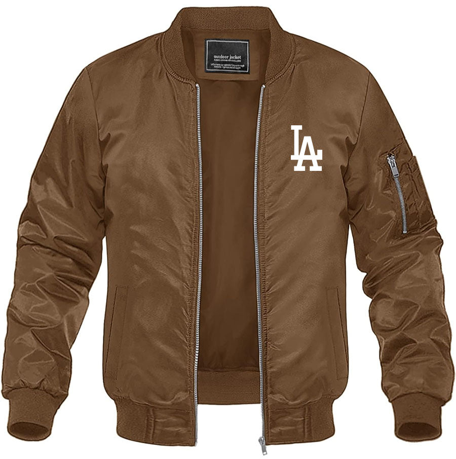 Men's LA Dodgers Lightweight Bomber Jacket Windbreaker Softshell Varsity Jacket Coat