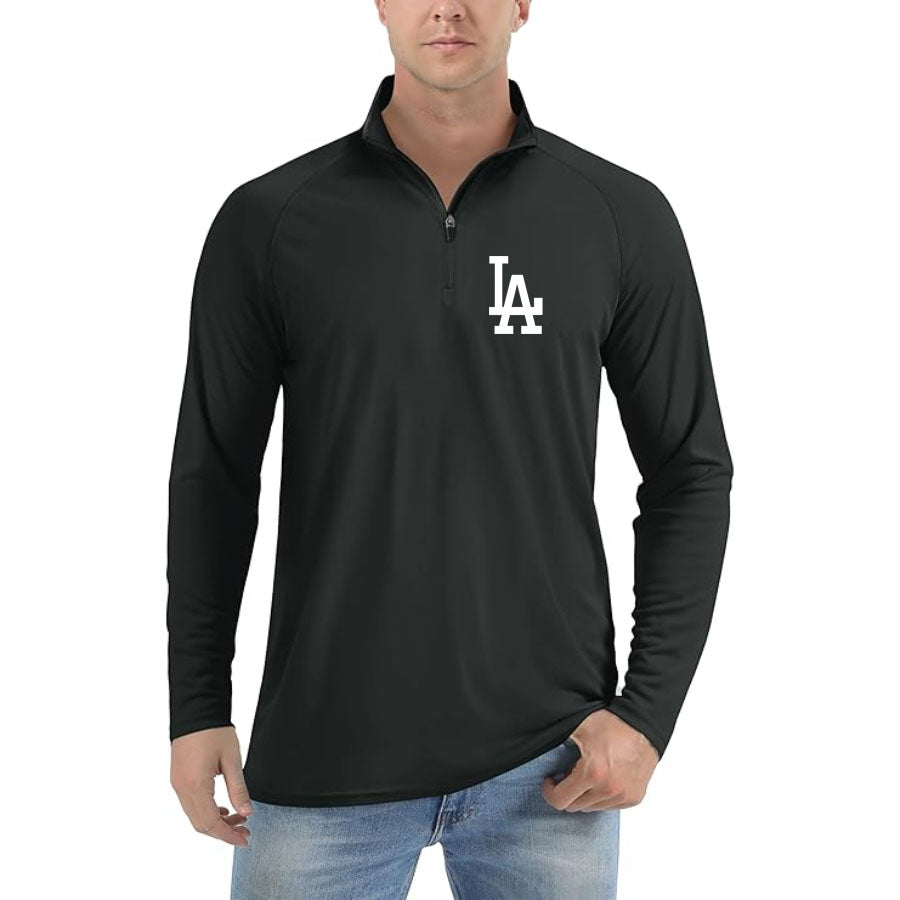 Men's LA Dodgers Lightweight Quarter-Zip Athletic Shirt – Long Sleeve Polyester Wear