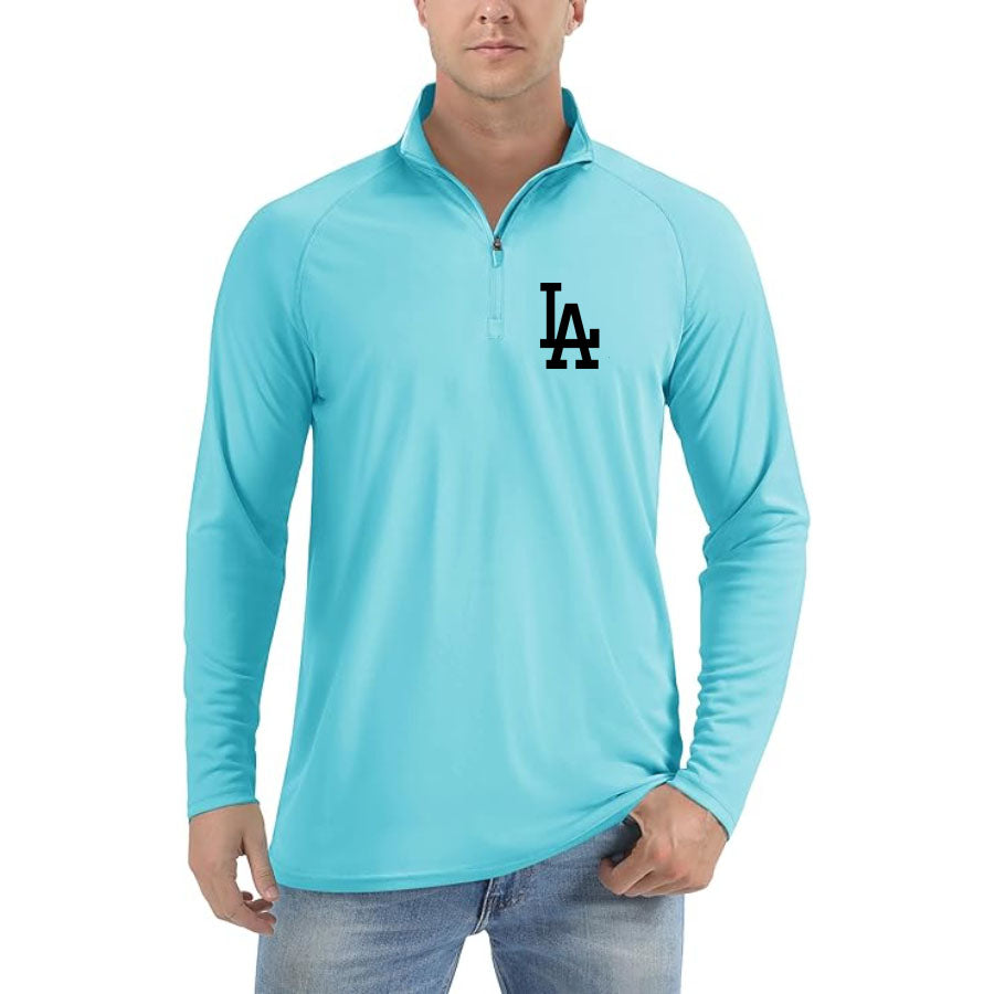 Men's LA Dodgers Lightweight Quarter-Zip Athletic Shirt – Long Sleeve Polyester Wear