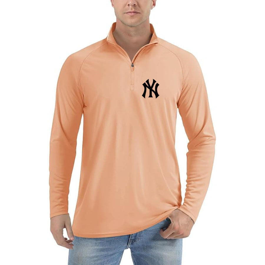 Men's NY Yankees Lightweight Quarter-Zip Athletic Shirt – Long Sleeve Polyester Wear