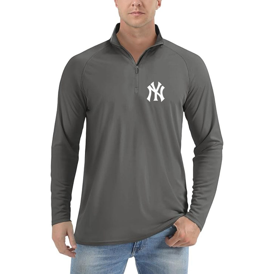 Men's NY Yankees Lightweight Quarter-Zip Athletic Shirt – Long Sleeve Polyester Wear