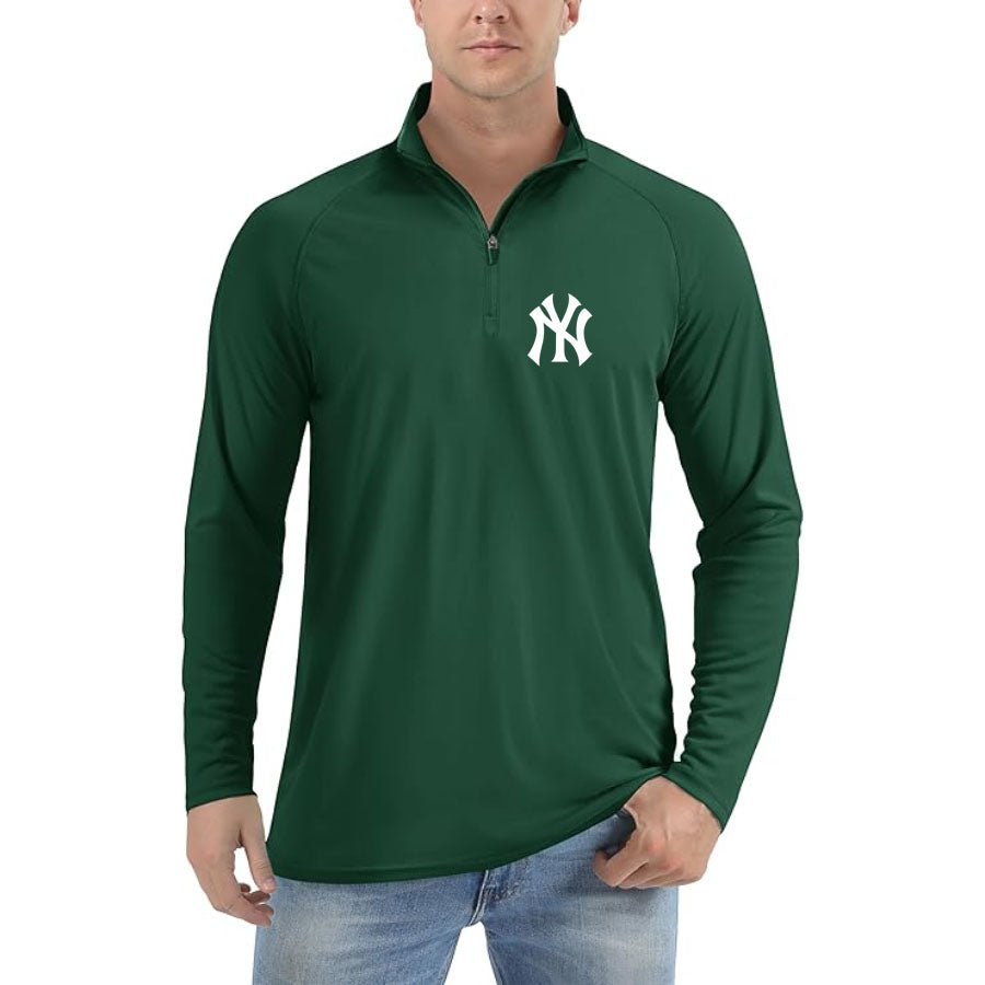 Men's NY Yankees Lightweight Quarter-Zip Athletic Shirt – Long Sleeve Polyester Wear