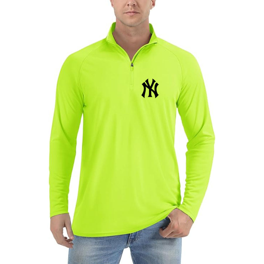 Men's NY Yankees Lightweight Quarter-Zip Athletic Shirt – Long Sleeve Polyester Wear